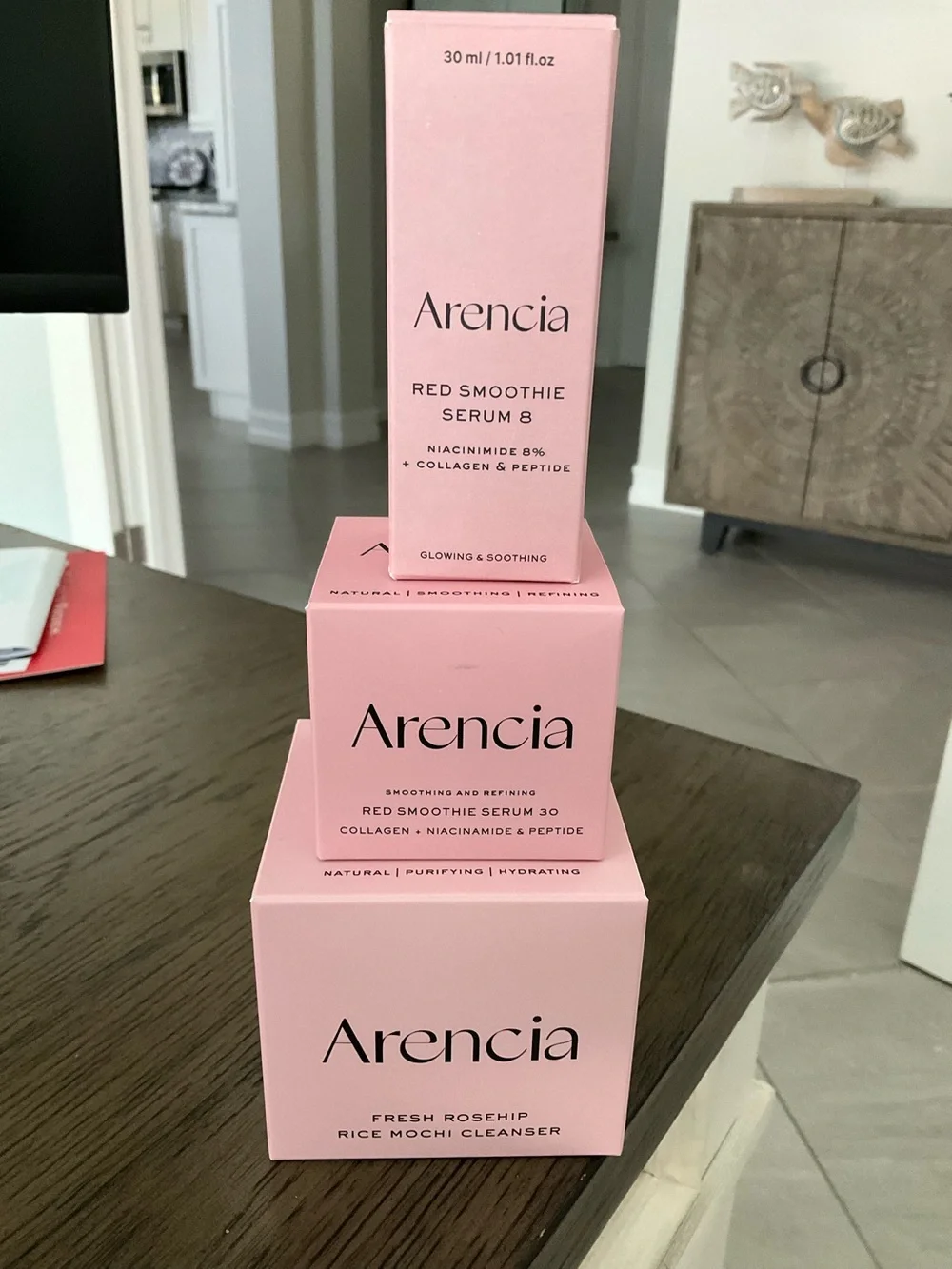 Arencia Skincare Set - Red Smoothie Serum 8 and 30 & Rice Mochi Cleanser